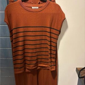 Orange and Black Striped Sleeveless Top with pants